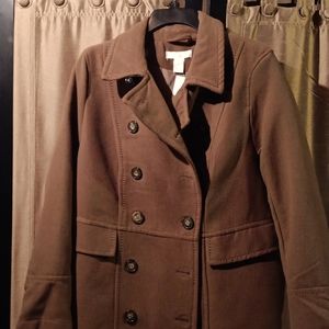 Brown knee length pea coat